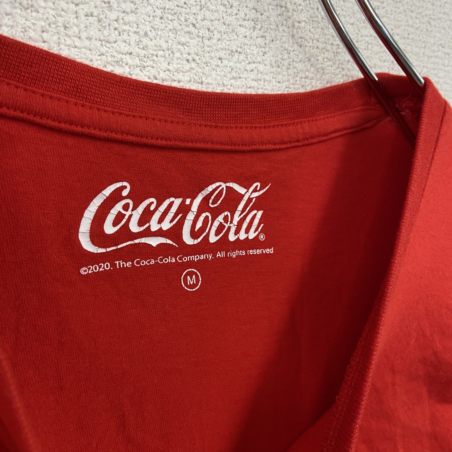 Coca-Cola　コカ・コーラ　半袖プリントTシャツ　企業ロゴ　デカロゴ　赤　レッド　Mサイズ