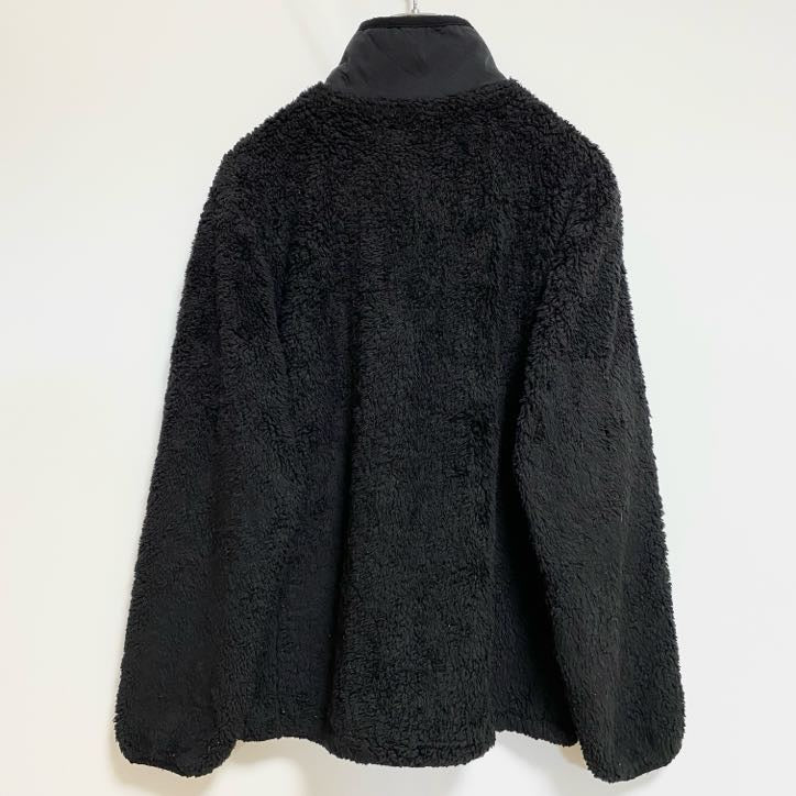 古着 used　Reebok　リーボック　長袖ハイネックフリースジャケット　ボアアウター　ワッペン刺繍　黒　ブラック　Lサイズ