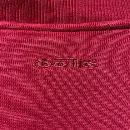 古着 used　bollegolf　長袖Vネックスウェット　トレーナー　ノームコア　ワンポイントロゴ刺　ワインレッド　Lサイズ