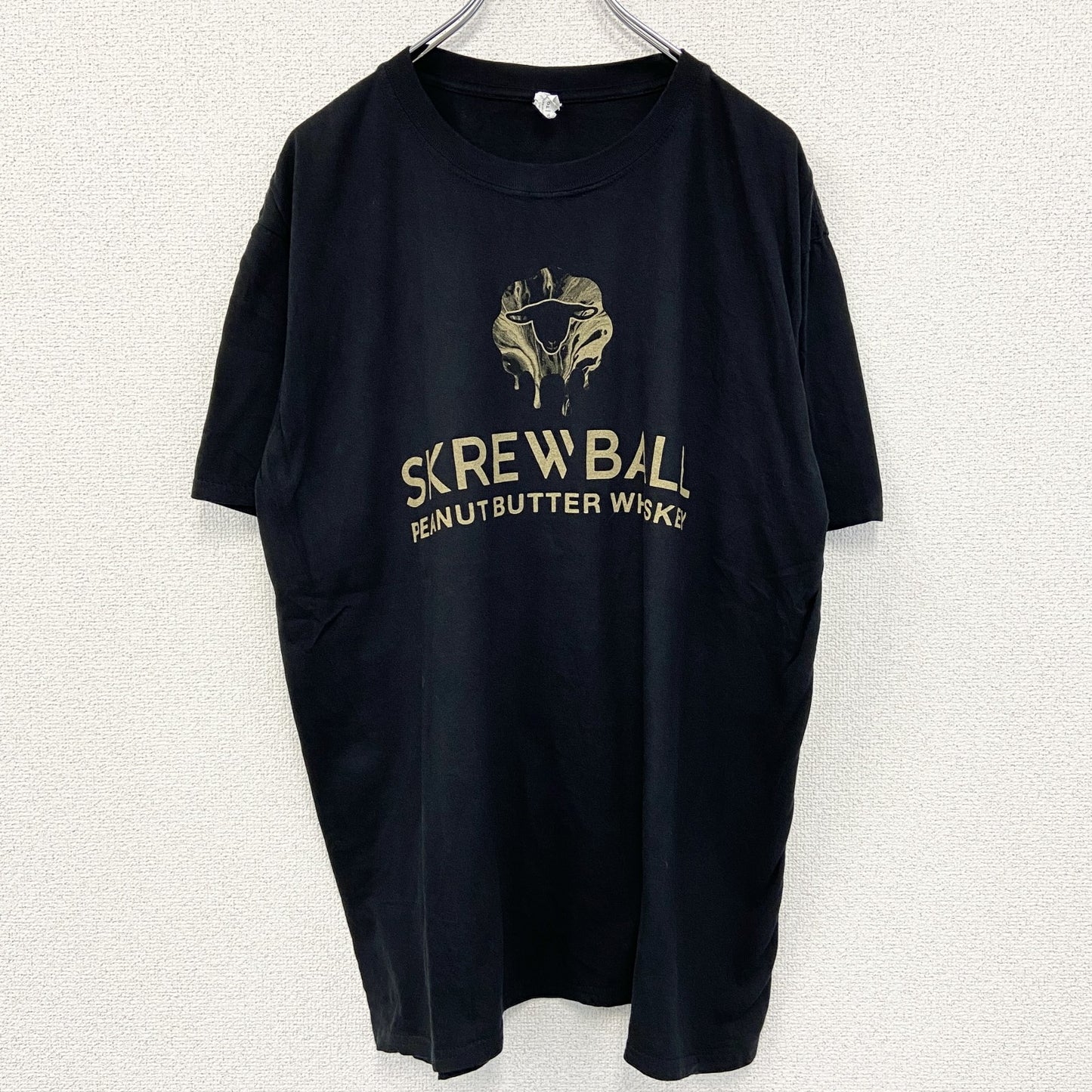 古着 used　GILDAN ギルダン　半袖デザインプリントTシャツ　SKREWEALL　クルーネック　黒　XLサイズ