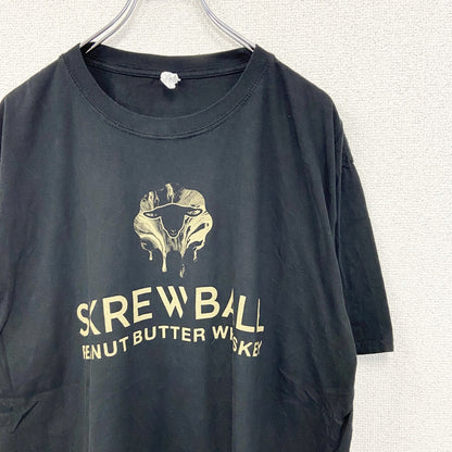 古着 used　GILDAN ギルダン　半袖デザインプリントTシャツ　SKREWEALL　クルーネック　黒　XLサイズ