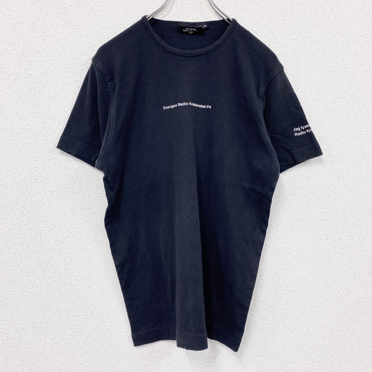 Radio P4 Kristianstad　半袖プリントアドバタイジングTシャツ　英字プリント　クルーネック　黒　ブラック　XLサイズ
