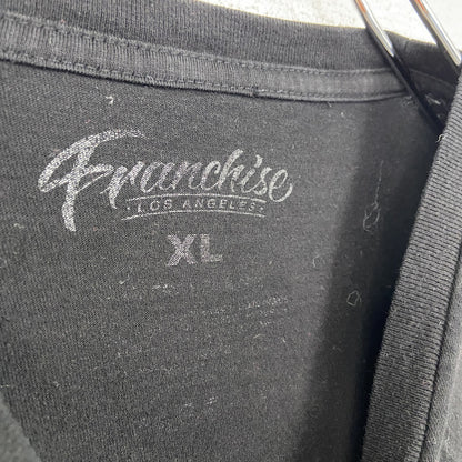 Franchise　半袖プリントTシャツ　浮世絵　和柄　黒　ブラック　XLサイズ