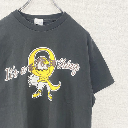 古着 used　00s　PRO WEIGHT　半袖カレッジプリントTシャツ　クインクシー大学　クルーネック　Y2K　黒　Mサイズ