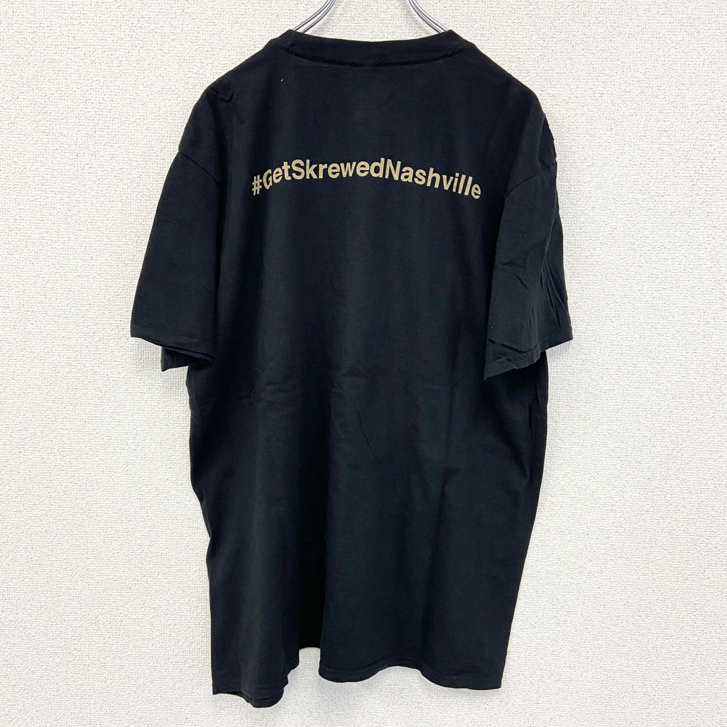 古着 used　GILDAN ギルダン　半袖デザインプリントTシャツ　SKREWEALL　クルーネック　黒　XLサイズ