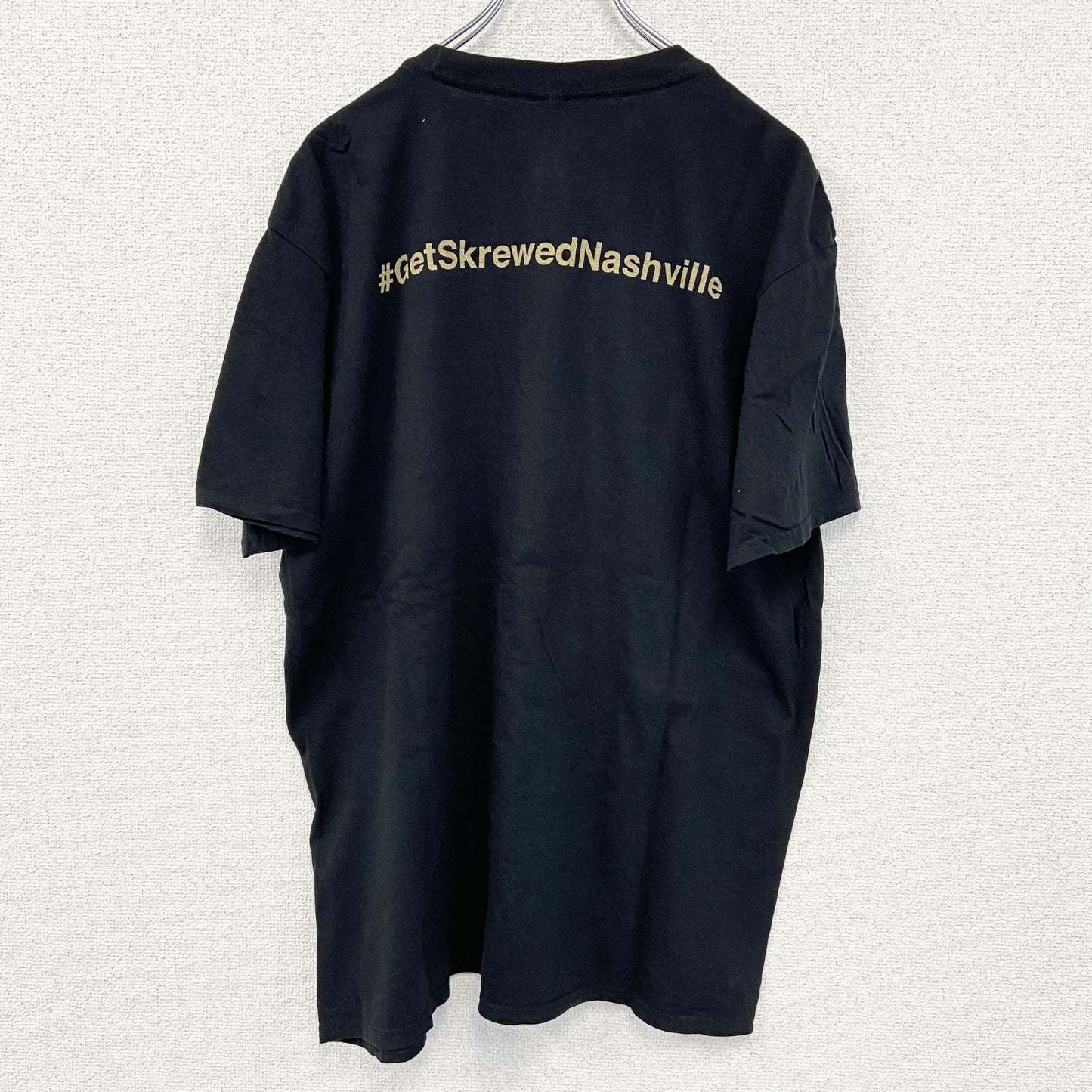 古着 used　GILDAN ギルダン　半袖デザインプリントTシャツ　SKREWEALL　クルーネック　黒　XLサイズ