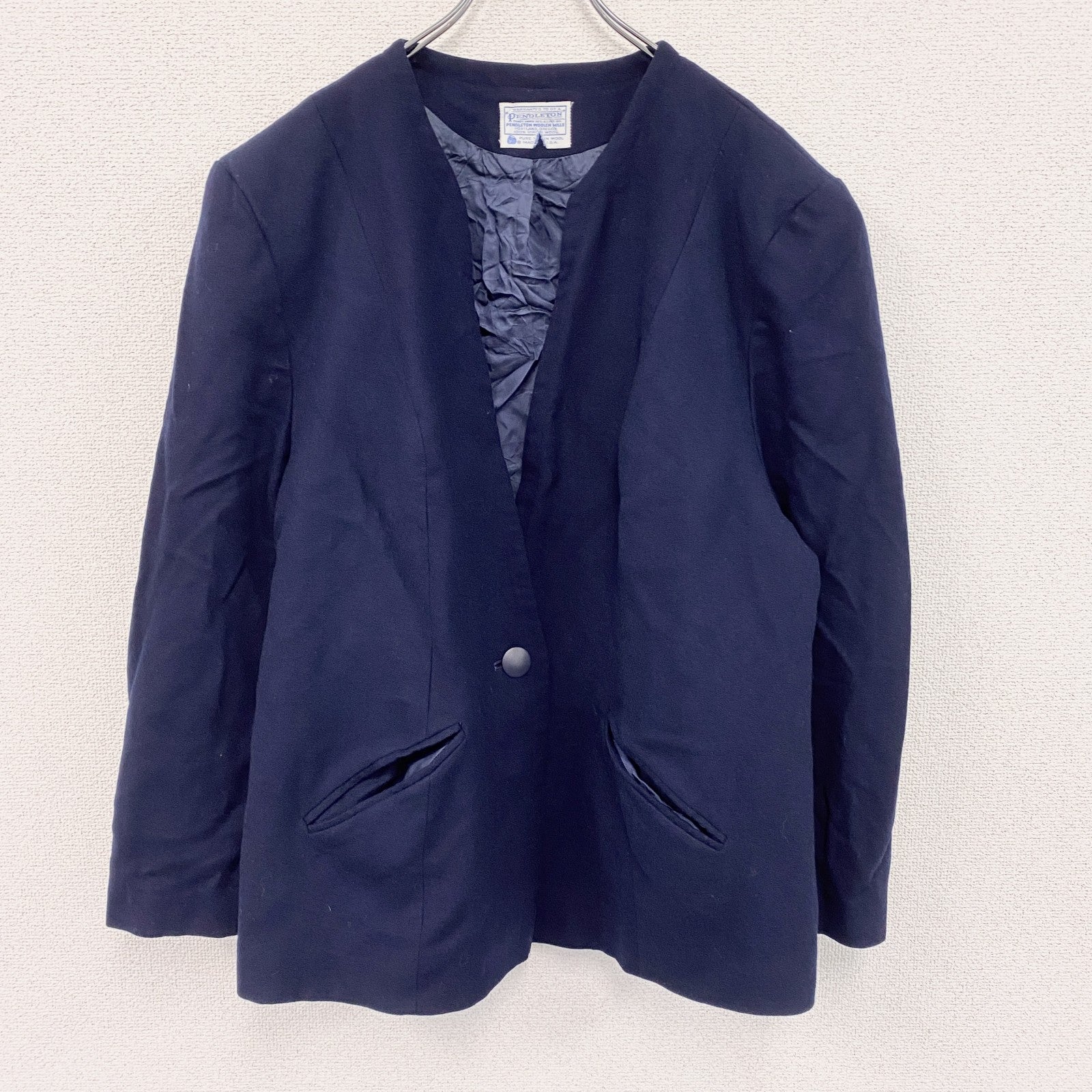 PENDELTON　ペンドルトン　フルジップウールブルゾン　紺　ネイビー　22サイズ