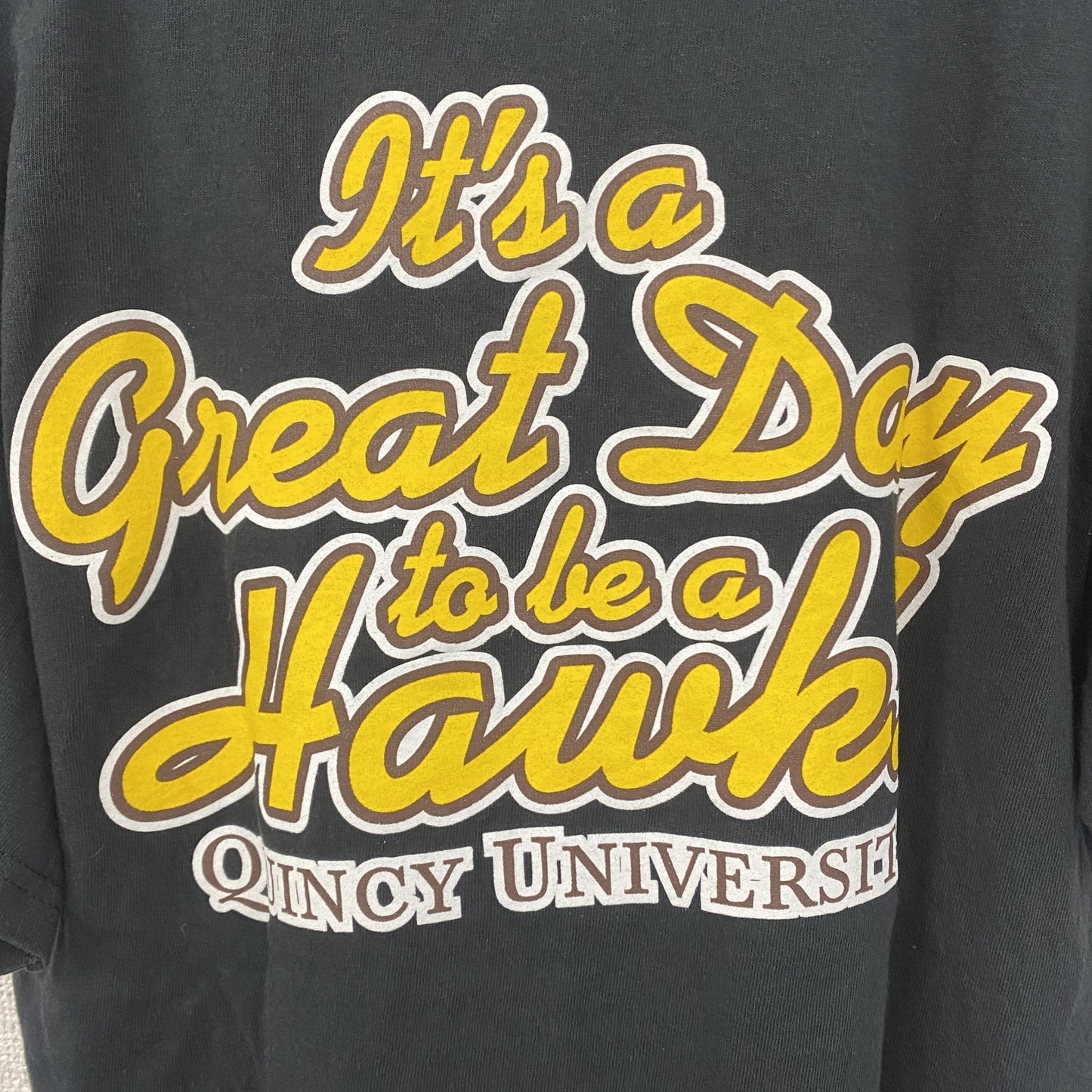 古着 used　00s　PRO WEIGHT　半袖カレッジプリントTシャツ　クインクシー大学　クルーネック　Y2K　黒　Mサイズ