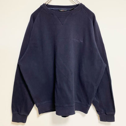 Heritage Cross　スウェット/トレーナー　フェード　前V　刺繍ロゴ　ラグランスリーブ　ワンポイント　紺　ネイビー　Lサイズ