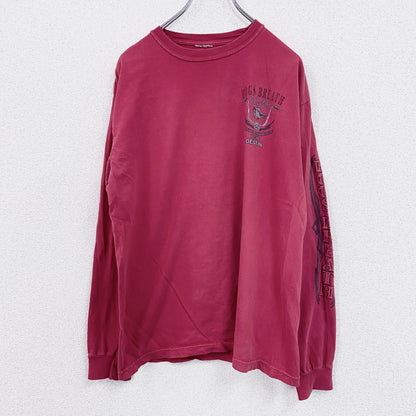 長袖Tシャツ/ロンT　HOGS BREATH　両面プリント　赤　レッド　