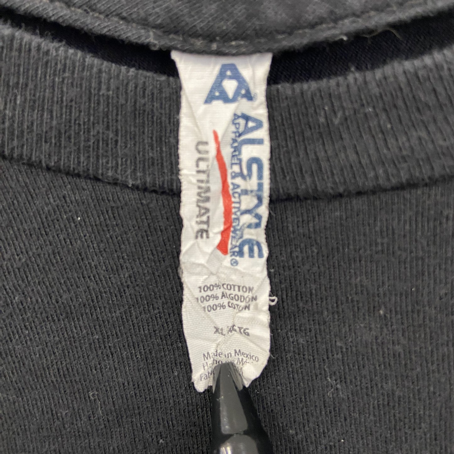 古着 used　ALSTYLE　半袖デザインプリントTシャツ　RASTA PASTA　クルーネック　黒　ブラック　XLサイズ