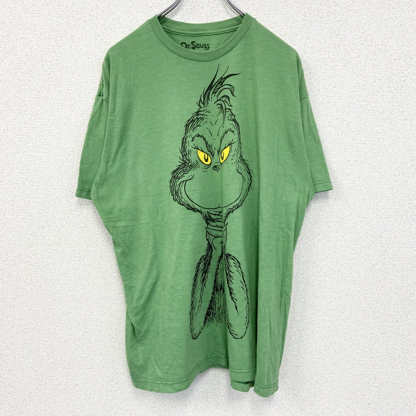 古着 used　Dr.Seuss　半袖アニメプリントTシャツ　グリンチ　クルーネック　黄緑　レトロデザイン　XLサイズ