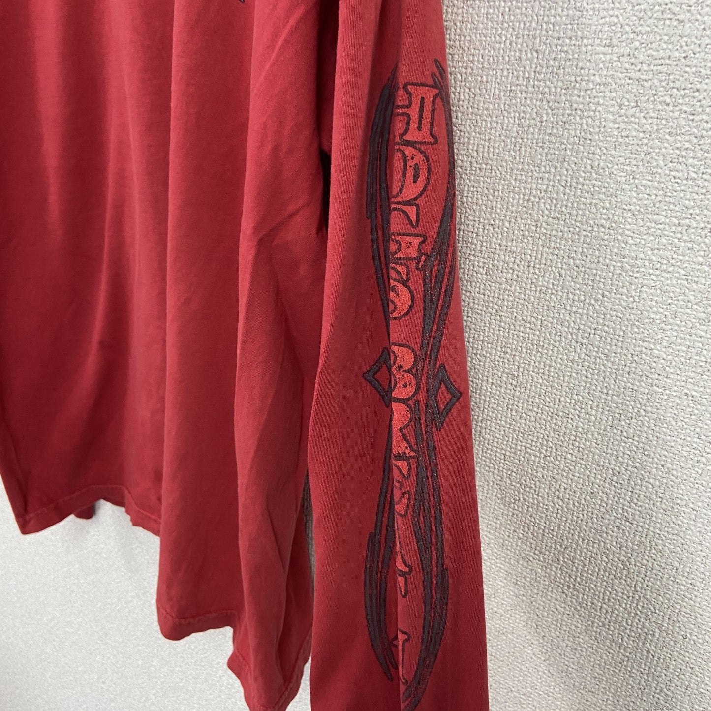 長袖Tシャツ/ロンT　HOGS BREATH　両面プリント　赤　レッド　