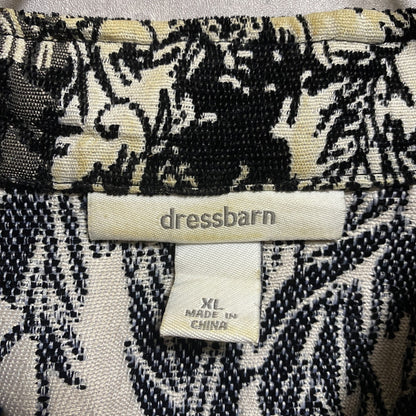 古着 used　dressbarn　ドレスバーン　長袖総柄フルジップブルゾン　ジャンパー　黒　ブラック　レトロデザイン