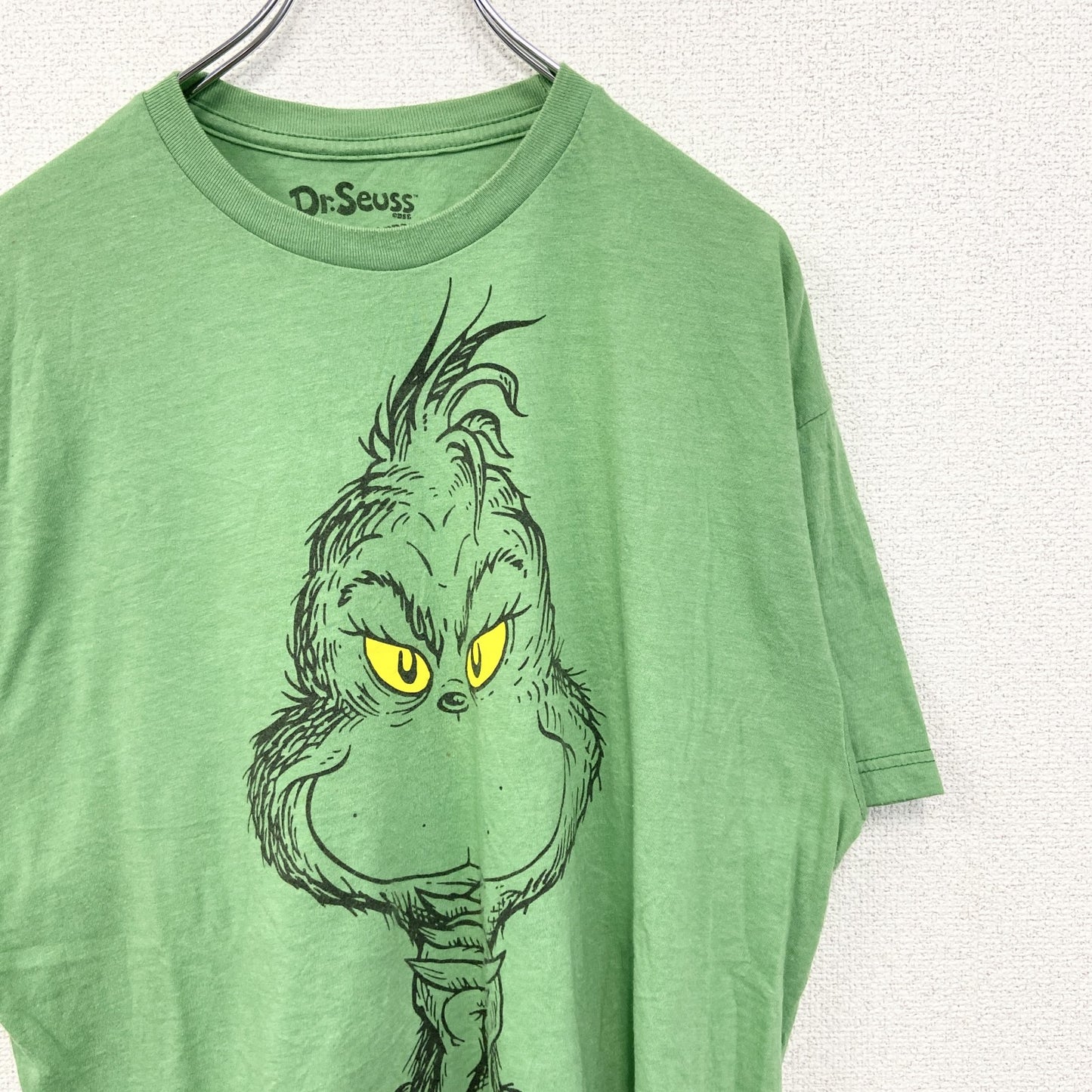 古着 used　Dr.Seuss　半袖アニメプリントTシャツ　グリンチ　クルーネック　黄緑　レトロデザイン　XLサイズ