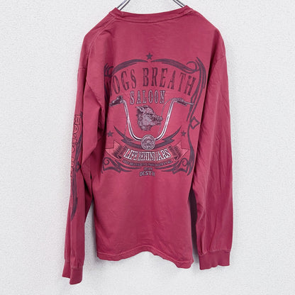 長袖Tシャツ/ロンT　HOGS BREATH　両面プリント　赤　レッド　