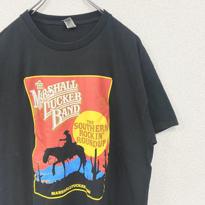 古着 used　GILDAN　半袖ロックバンドプリントTシャツ　マーシャルタッカーバンド　バンT　カウボーイ　黒　Lサイズ