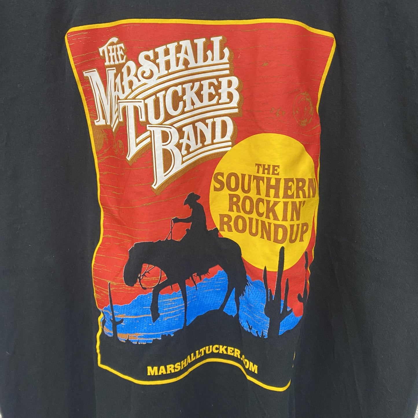 古着 used　GILDAN　半袖ロックバンドプリントTシャツ　マーシャルタッカーバンド　バンT　カウボーイ　黒　Lサイズ