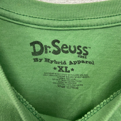 古着 used　Dr.Seuss　半袖アニメプリントTシャツ　グリンチ　クルーネック　黄緑　レトロデザイン　XLサイズ