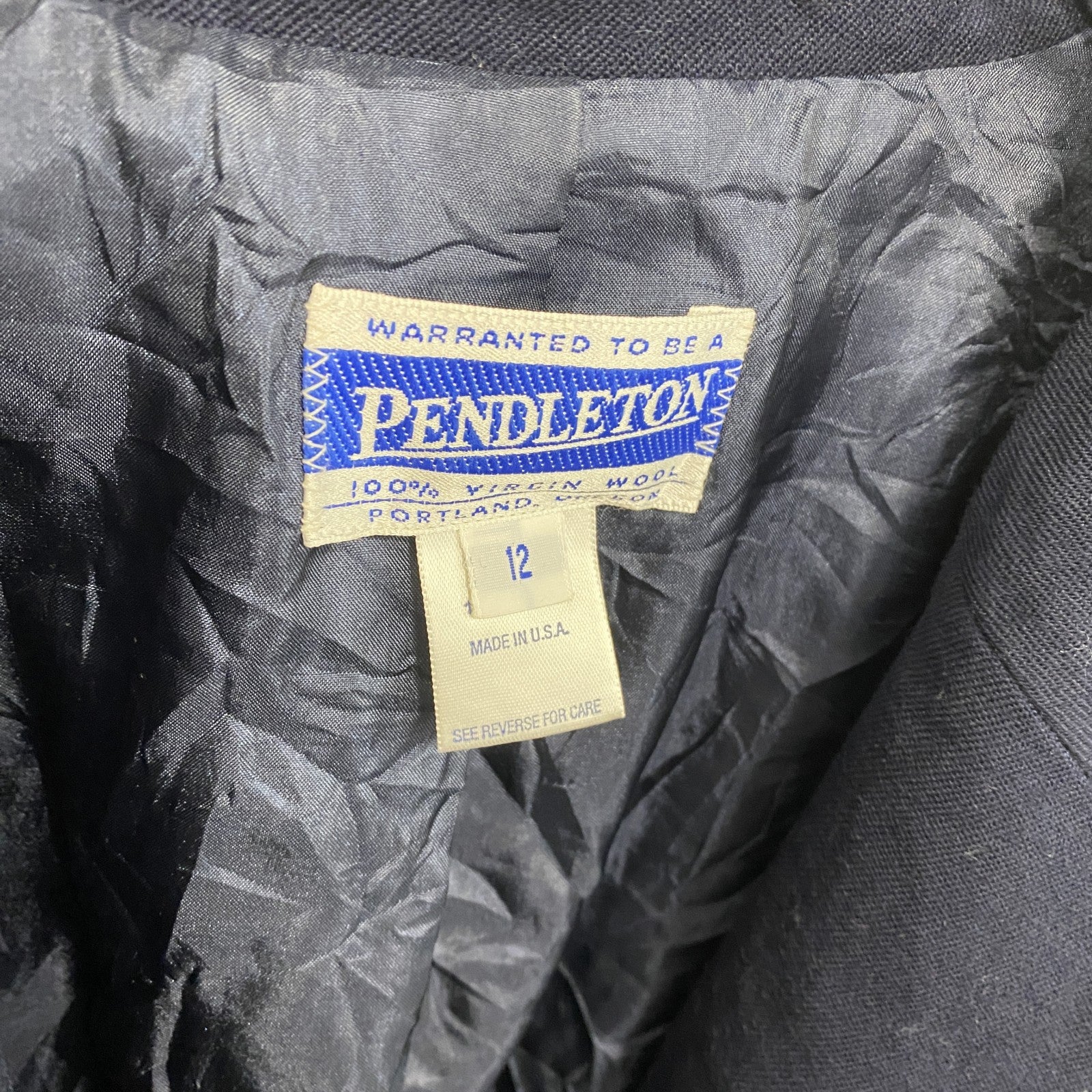 ～00s　PENDELTON　ペンドルトン　ウールテーラードジャケット　ヴィンテージ　ブレザー　1B　紺　ネイビー　12サイズ