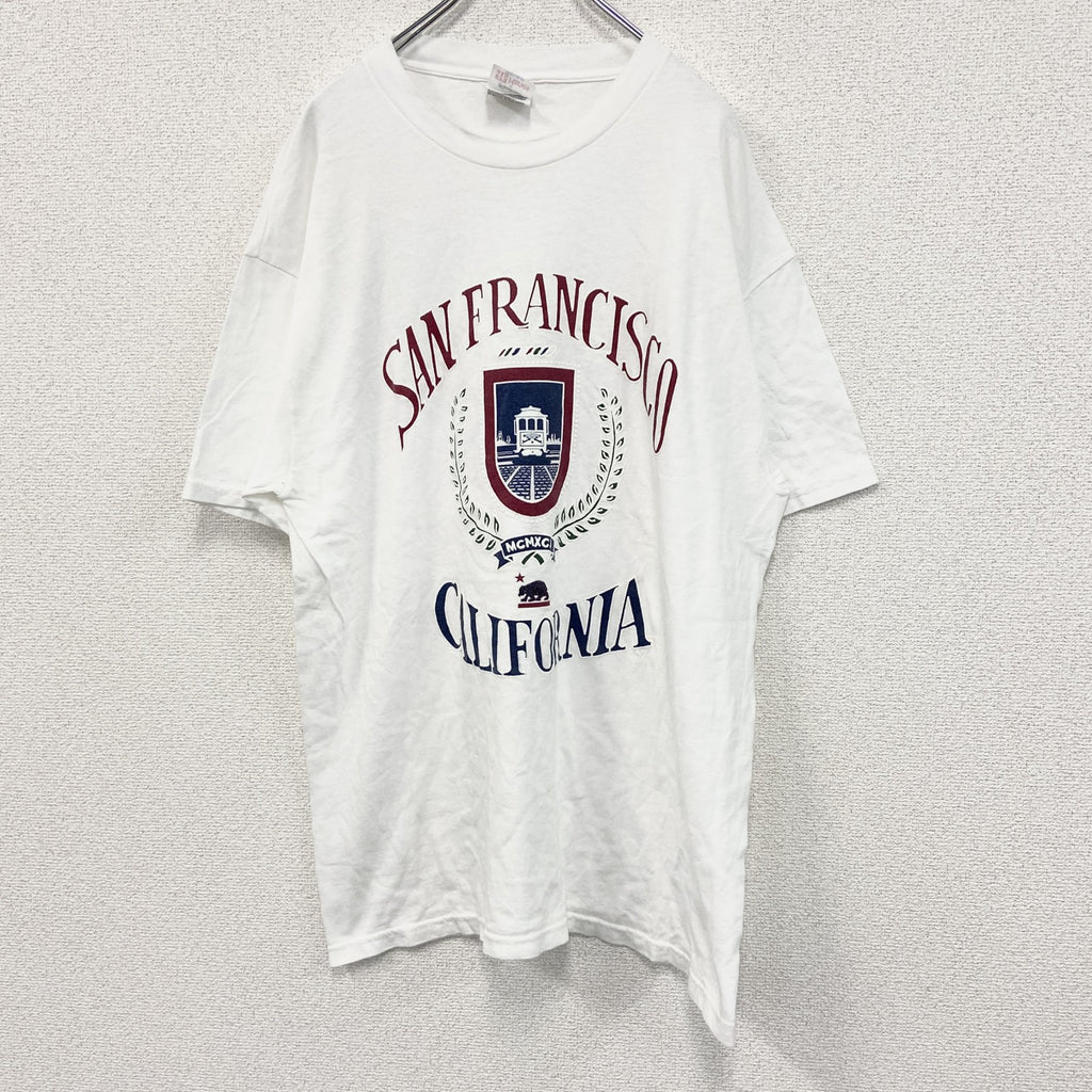 90s～　Hanes　ヘインズ　半袖プリントTシャツ　ヴィンテージ　白　ホワイト　XLサイズ