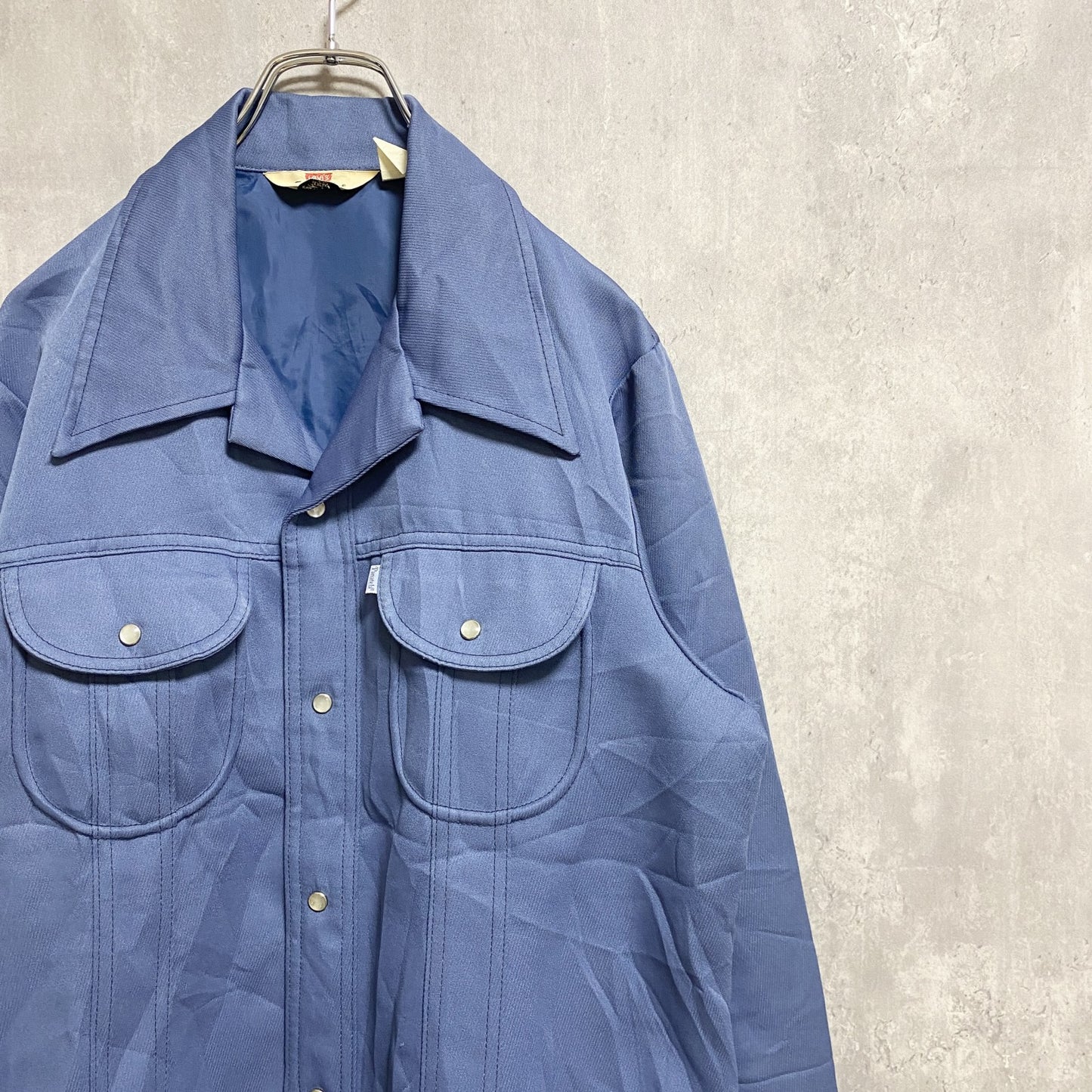 古着 used　70s　Levi's Panatela　リーバイス パナテラ　長袖開襟シャツ　ジャケット　ブルー　レトロ　Lサイズ