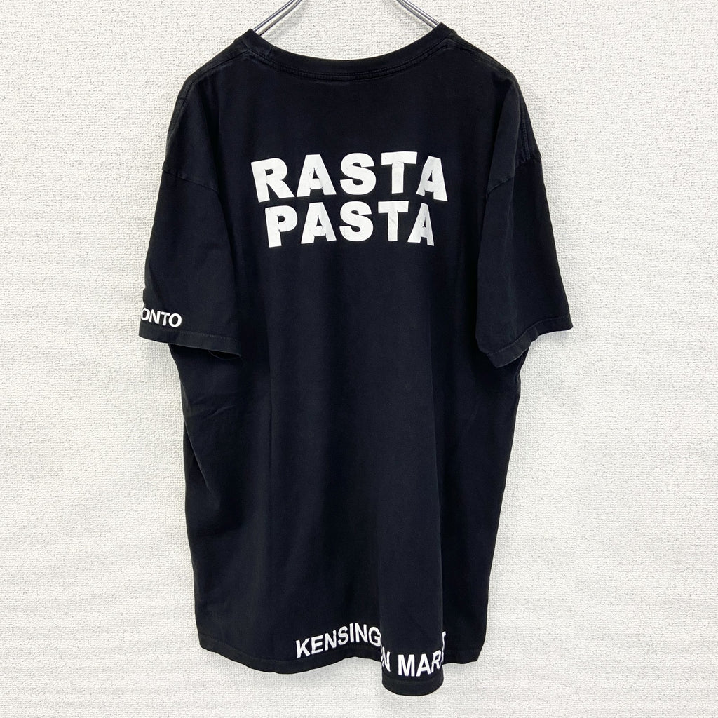 古着 used　ALSTYLE　半袖デザインプリントTシャツ　RASTA PASTA　クルーネック　黒　ブラック　XLサイズ