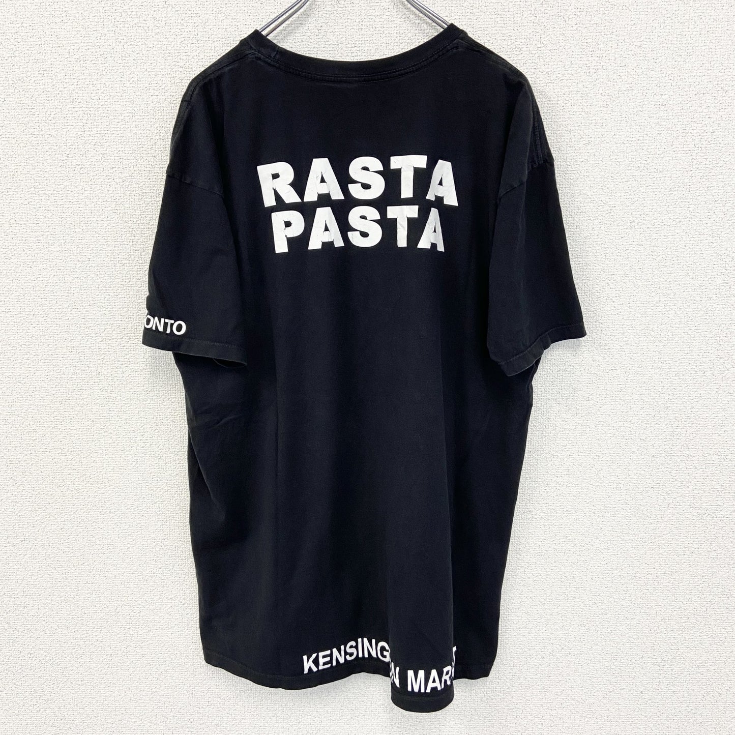 古着 used　ALSTYLE　半袖デザインプリントTシャツ　RASTA PASTA　クルーネック　黒　ブラック　XLサイズ