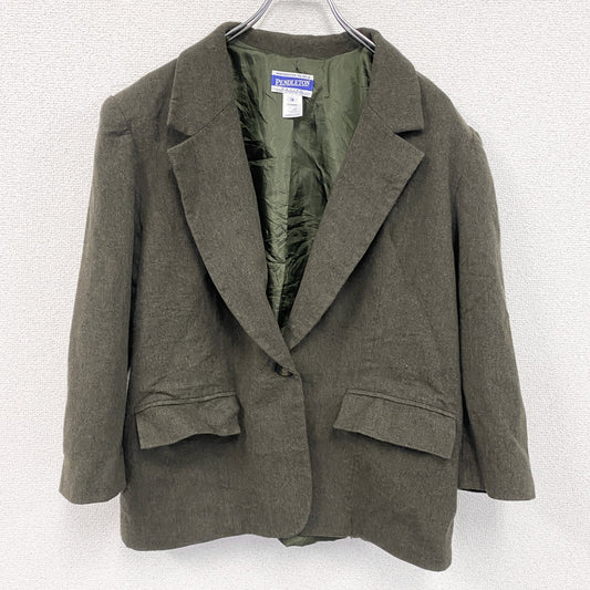 ～00s　PENDELTON　ペンドルトン　ウールテーラードジャケット　ブレザー　1B　深緑　ダークグリーン　14サイズ