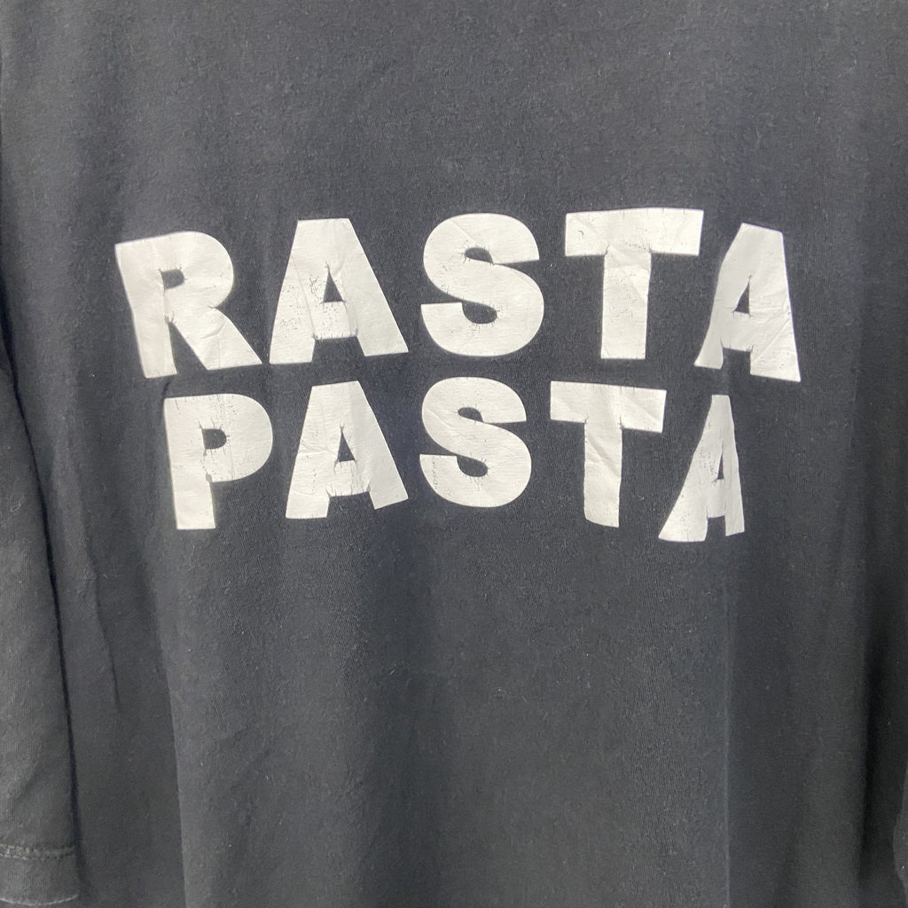 古着 used　ALSTYLE　半袖デザインプリントTシャツ　RASTA PASTA　クルーネック　黒　ブラック　XLサイズ