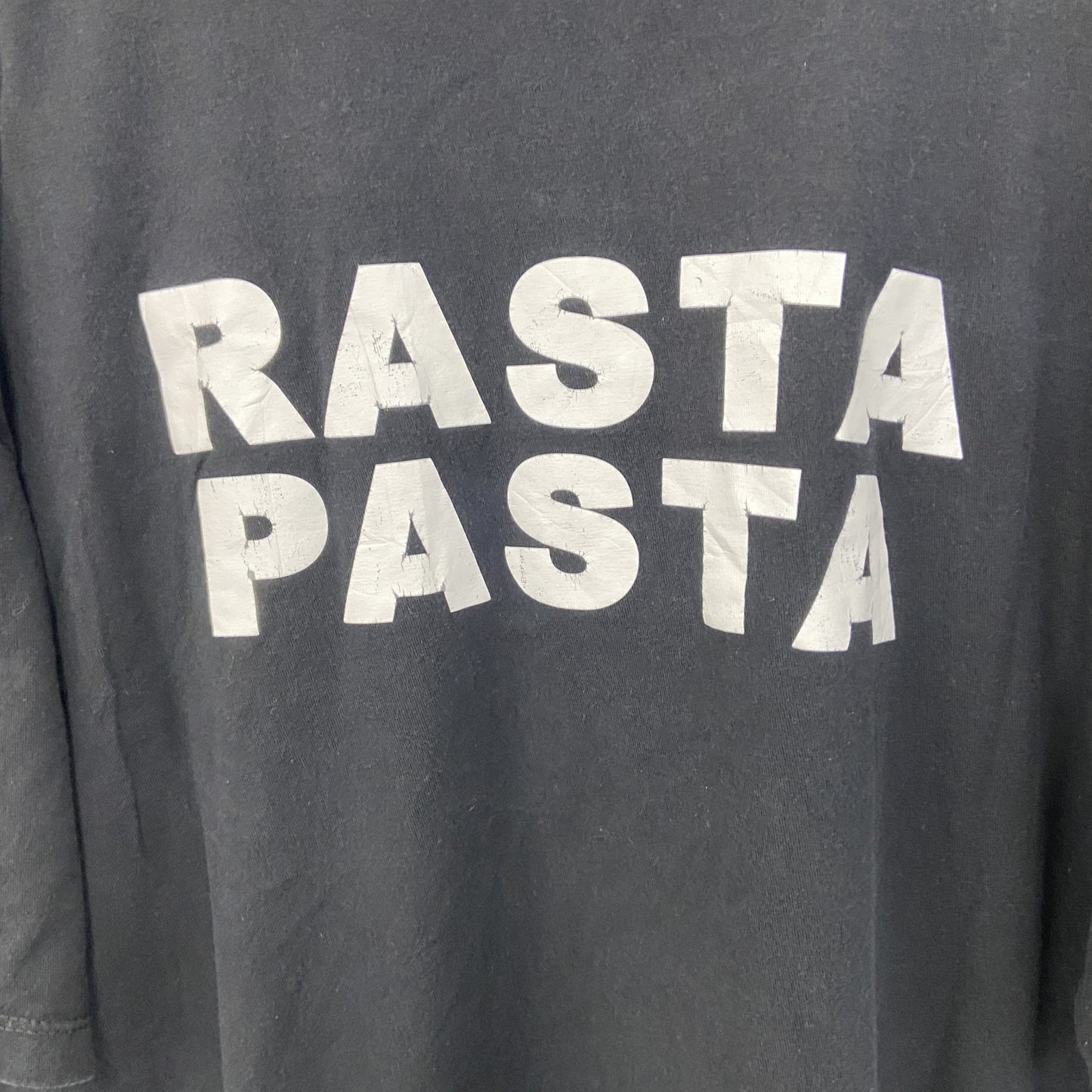 古着 used　ALSTYLE　半袖デザインプリントTシャツ　RASTA PASTA　クルーネック　黒　ブラック　XLサイズ