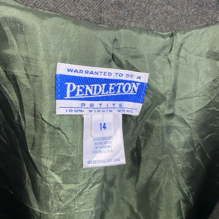 ～00s　PENDELTON　ペンドルトン　ウールテーラードジャケット　ブレザー　1B　深緑　ダークグリーン　14サイズ