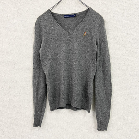 RALPH LAUREN　ラルフローレン　ウールニットセーター　Vネック　灰色　グレー　Mサイズ