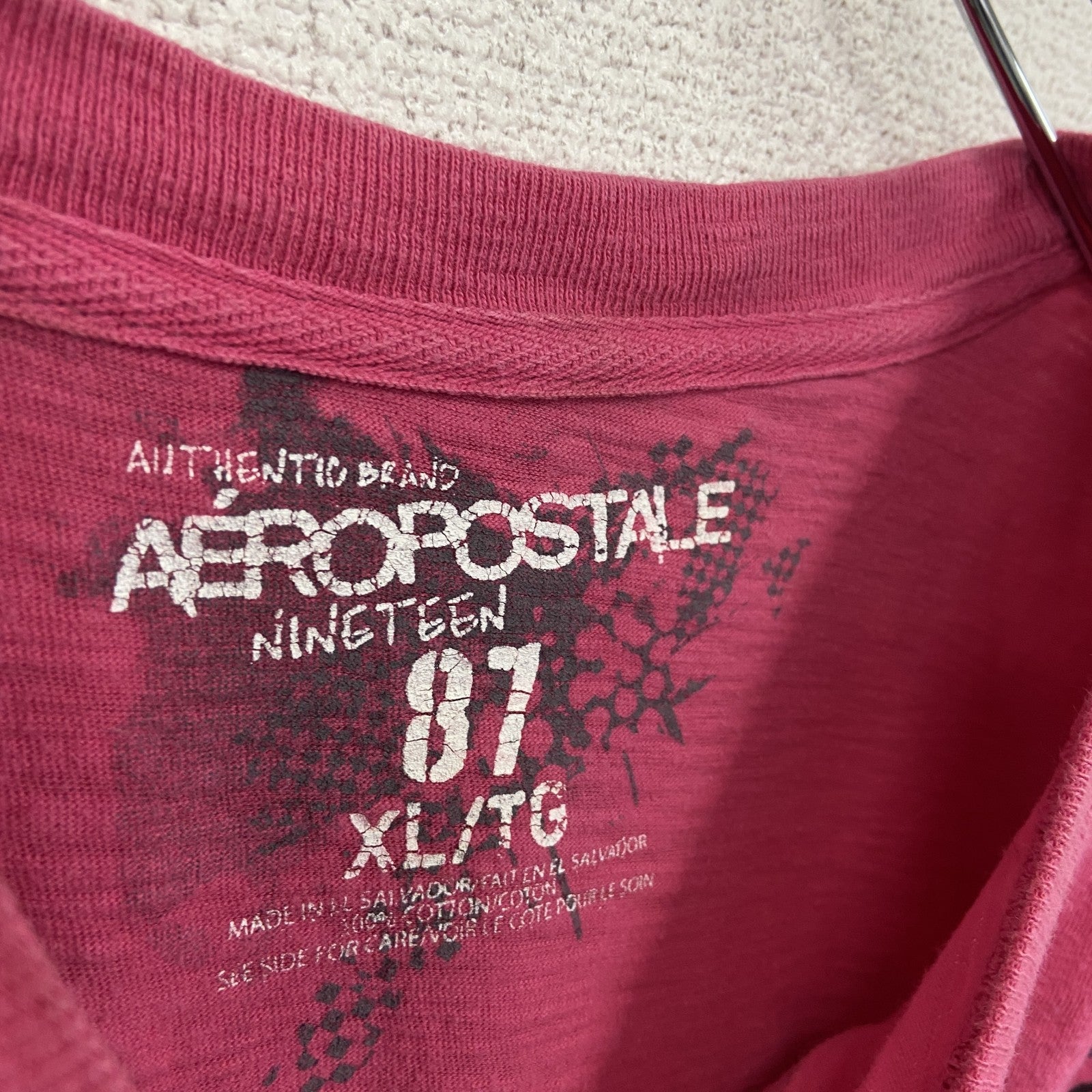 AEROPOSTALE　半袖プリントTシャツ　シングルステッチ　龍　ピンク　XLサイズ