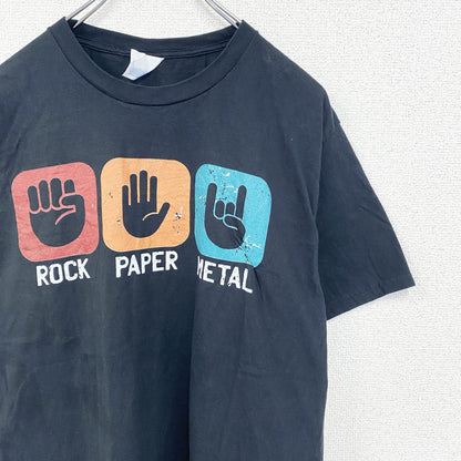 古着 used　PORT＆COMPANY　半袖プリントTシャツ　クルーネック　ヘビーメタル　カジュアルデザイン　黒　Mサイズ