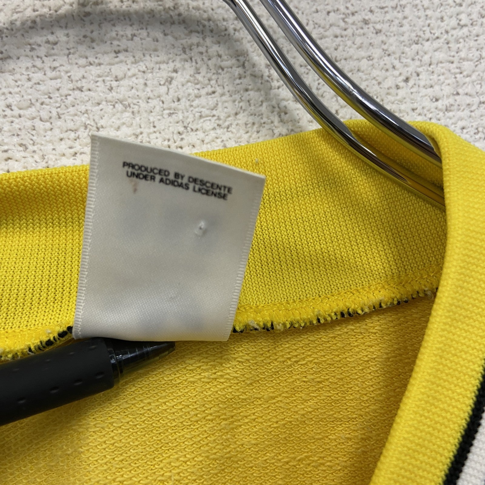 ～90s　adidas　アディダス　ハーフジップ半袖プルオーバー　黄色　イエロー　白　ホワイト　98-6