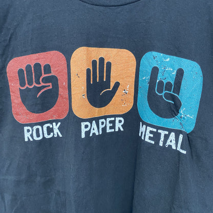 古着 used　PORT＆COMPANY　半袖プリントTシャツ　クルーネック　ヘビーメタル　カジュアルデザイン　黒　Mサイズ