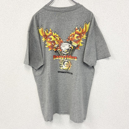 古着 used　ノーブランド　半袖プリントTシャツ　Easyriders　レトロ　スカルデザイン　バイク　グレー　Mサイズ