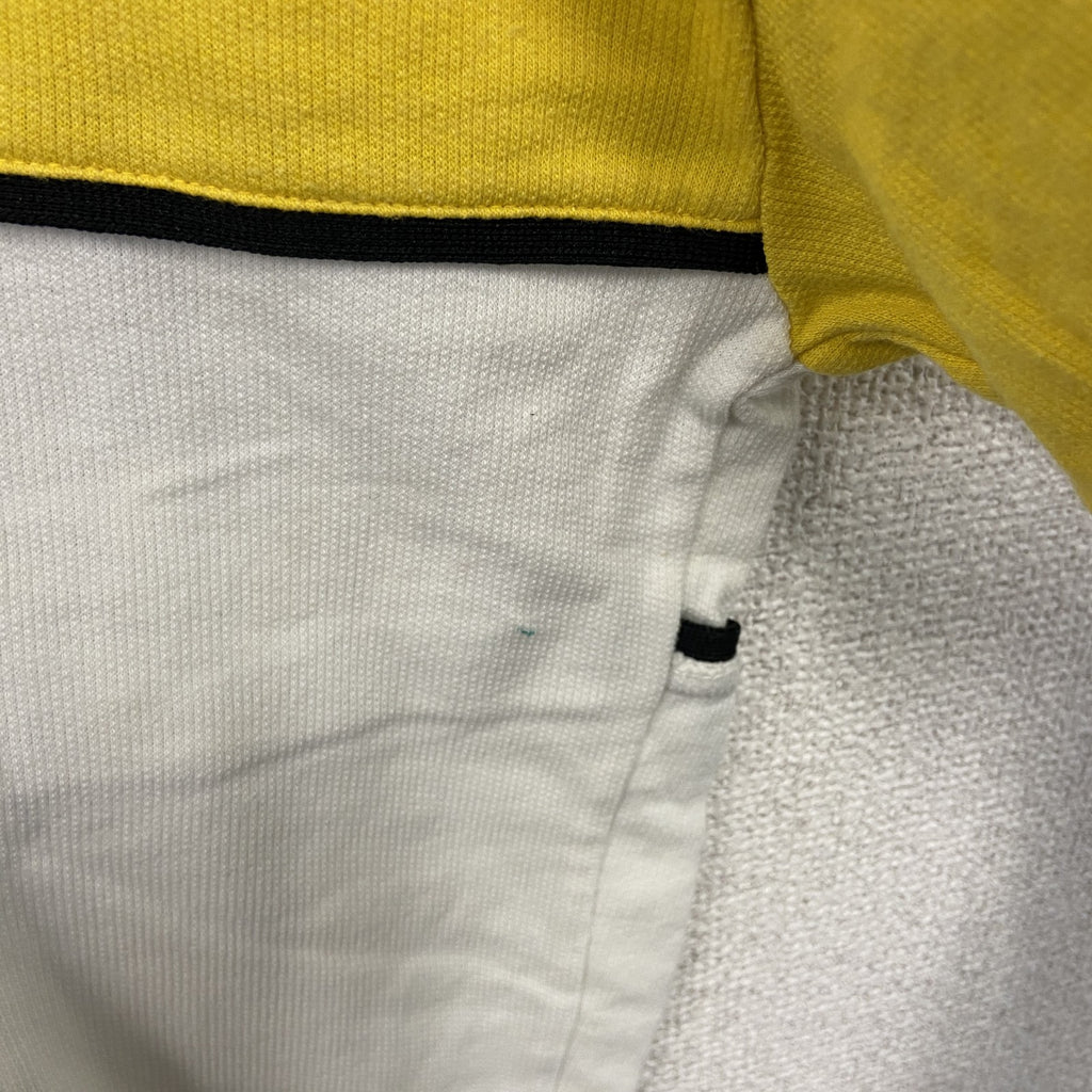 ～90s　adidas　アディダス　ハーフジップ半袖プルオーバー　黄色　イエロー　白　ホワイト　98-6