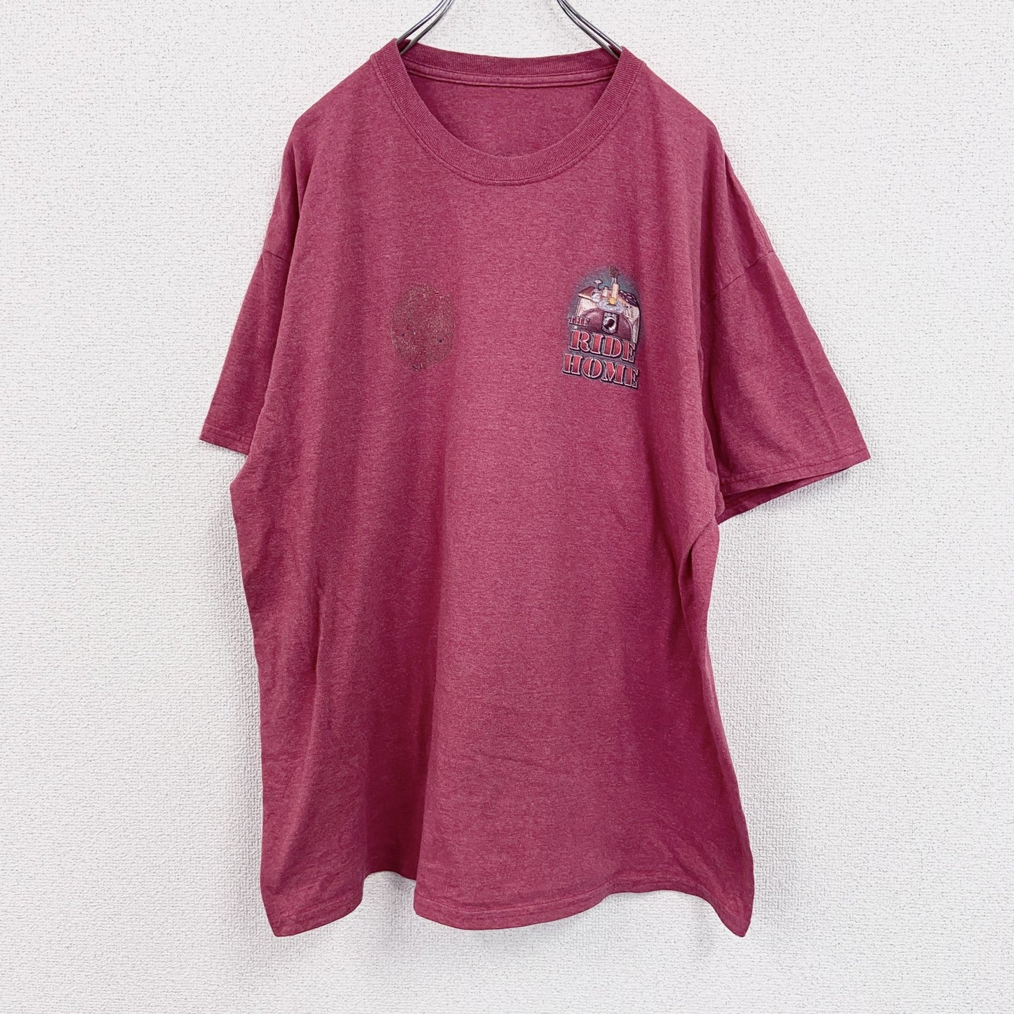 半袖プリントTシャツ　BAYSIDE　両面プリント　赤　レッド