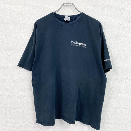 GILDAN　ギルダン　Devexpress　半袖プリントTシャツ　パロディT　企業ロゴ　両面プリント　黒　ブラック　XLサイズ