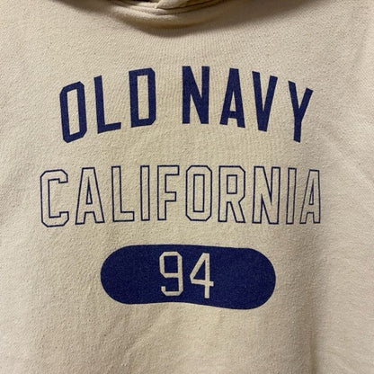 古着 used　OLD NAVY　オールドネイビー　長袖プリントパーカー　スウェットプルオーバー　カリフォルニア　黄色　ベージュ