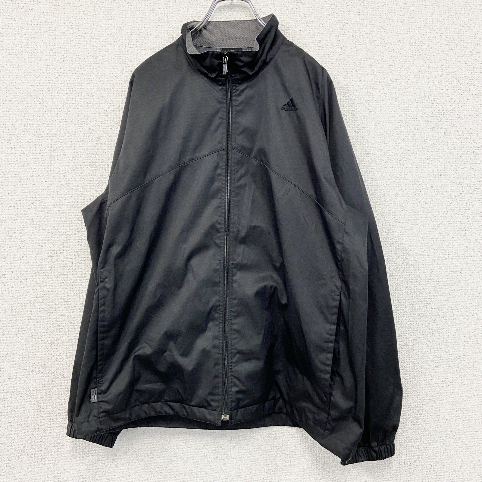 00s　adidas　アディダス　フルジップジャケット　ウィンドブレーカー　スリーストライプス　黒　ブラック　Lサイズ