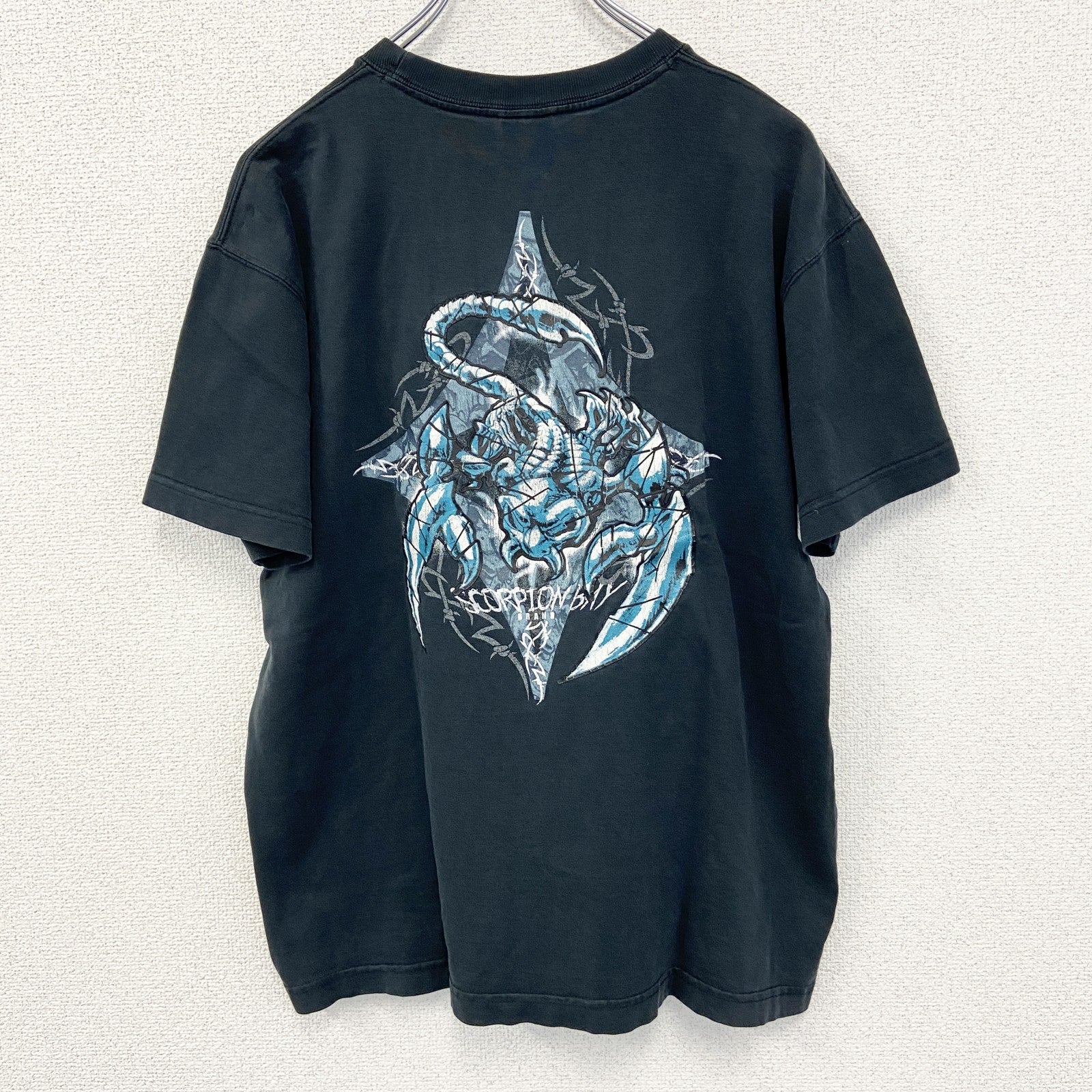 古着 used　SCOPION BAY　半袖デザインプリントTシャツ　サソリ　Y2K　クルーネック　レトロデザイン　黒　Mサイズ