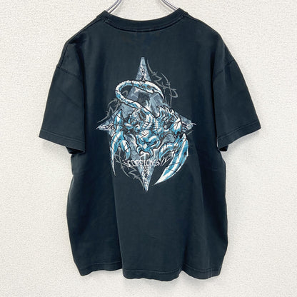 古着 used　SCOPION BAY　半袖デザインプリントTシャツ　サソリ　Y2K　クルーネック　レトロデザイン　黒　Mサイズ