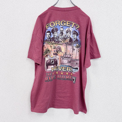 半袖プリントTシャツ　BAYSIDE　両面プリント　赤　レッド