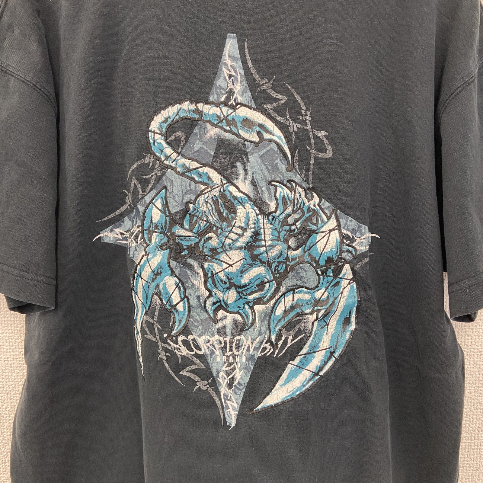 古着 used　SCOPION BAY　半袖デザインプリントTシャツ　サソリ　Y2K　クルーネック　レトロデザイン　黒　Mサイズ
