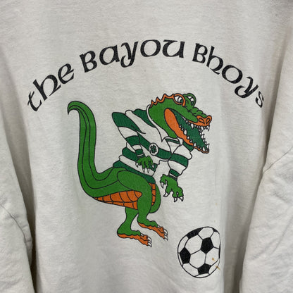 GILDAN　ギルダン　半袖プリントTシャツ　ワニ　サッカー　白　ホワイト　XLサイズ