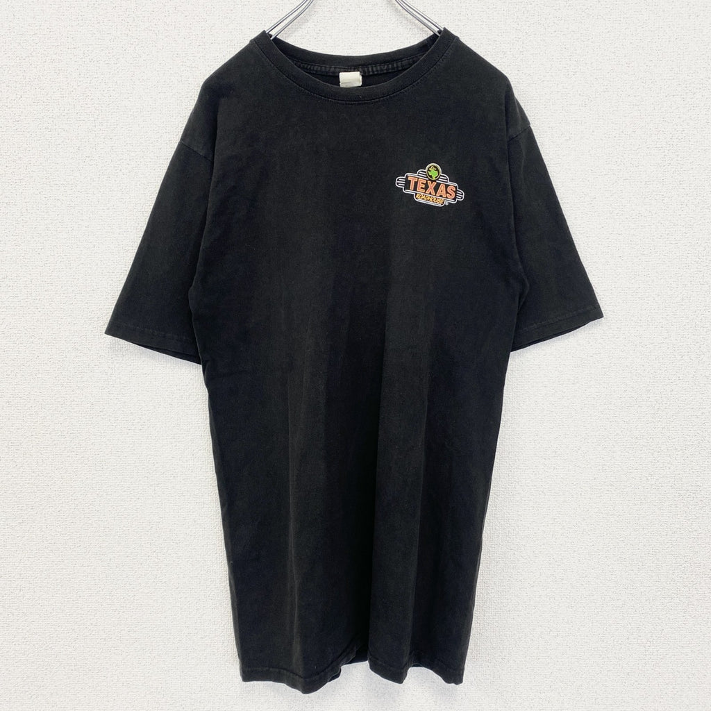 古着 used　PRINT Tex U.S.A.　半袖プリントTシャツ　クルーネック　テキサス　ROADHOUSE　黒　Mサイズ