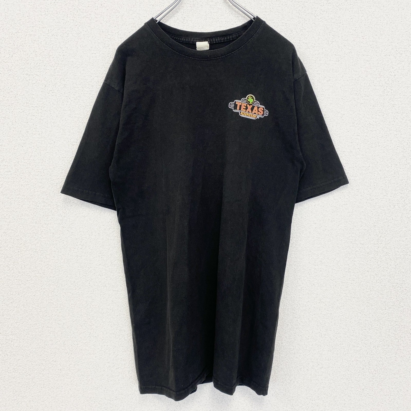 古着 used　PRINT Tex U.S.A.　半袖プリントTシャツ　クルーネック　テキサス　ROADHOUSE　黒　Mサイズ